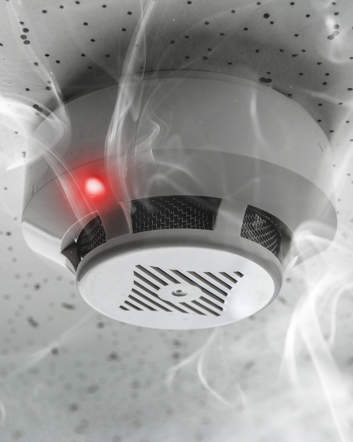 Close-up of a smoke alarm